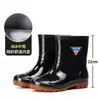 Botas de lluvia de goma duraderas para hombre, con suela gruesa, reforzadas, cálidas, antideslizantes, de caña alta, forradas de felpa, impermeables, para invierno
