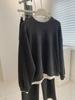 Suéter redondo de estilo perezoso, suave, glutinoso, de dos piezas falsas, para mujer, Primavera y Otoño, terciopelo fino, holgado, adelgazante, manga larga corta, camiseta interior para mujer