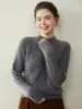 Nuevo Suéter de Cachemir Grueso de Punto Trenzado de Color Sólido con Cuello Semi-Alto para Mujer, Otoño/Invierno 2026, Holgado y Suave Capa Interior