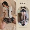 Hemei Lingerie Sexy Uniforme JK Estilo Puro Desejo Feminino Estilo Escolar Japonês Sexy Emocional Camisa Ultra-Curta Saia Plissada