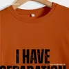 Blusa de Moletom Redonda com Estampa de Letras Simples da Amazon "Tenho Ansiedade de Separação" Camada Base