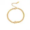 Dazan Wholesale En Stock Set Estilo Europeo y Americano Acero de Titanio Chapado en Oro Real de 18K Cadena Nk de Moda Collar con Circonita Pulsera Tobillera