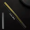 Palillos Cuadrados Medios de Cristal de Hielo de Titanio Puro de 23.5 cm, Palillos Portátiles para Estudiantes, Estuche Portátil de Viaje, Un Palillo por Persona, Antimoho, Antideslizantes