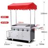 Máquina todo en uno para crepas a gas de mano, carrito comercial para snacks, teppanyaki, puesto con plancha, máquina caliente picante frita.