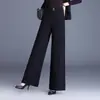 Calças largas retas, elegantes e simples, para mulheres, novo modelo outono 2026, calças compridas de cintura alta que afinam, com caimento solto e casual