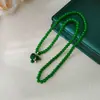 Nueva Cadena de Suéter Estilo Chino Larga de Gama Alta Nuevo Collar Largo con Cuentas Verdes Accesorios de Joyería Versátiles Otoño e Invierno Retro