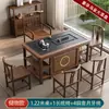 Juego de mesa de té y sillas de madera maciza, mesa de té de oficina con tetera, mesa de té integrada, preparación de té Kung Fu, una mesa y cinco sillas