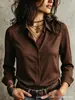 Camisa de Manga Larga para Mujer Estilo Europeo y Americano Primavera y Otoño Ropa Minimalista para Mujer Cuello Solapa Camisa Versátil Prendas Exteriores Holgadas Cárdigan Amazon