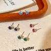 Prata Esterlina S925 Banhada a Ouro 18K, Brincos Coloridos com Diamante Único e Seis Garras, Joia de Orelha Versátil Clássica Minimalista para o Dia a Dia