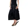 Calça Shorts Jeans Preto Cropped Desconstruída Estilo Americano com Botões para Homens e Mulheres, Novo Estilo de Rua Solta de Perna Larga