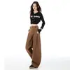 Pantalones de Lana de Pierna Ancha de Moda para Mujer 2025 Nuevo Otoño Cintura Alta Largos Versátiles Casuales Holgados