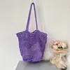 Bolsa grande de grande capacidade, bolsa feita à mão, corda de algodão, bolsa de rede oca, bolsa de férias na praia, bolsa de rede trançada, bolsa de palha trançada