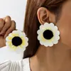 Joias Europeias e Americanas, Brincos de Flores Coloridas Artificiais Frescas, Brincos de Girassol com Atmosfera Doce Atacado