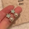 "El Cielo Estrellado Oscilante" ¡Es Tan Hermoso en Persona! Aretes de Estrella Azul Completamente de Diamante para Mujer. Pendientes y Clips de Oreja Dulces y Frescos de Gama Alta~