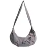 Bolsa Transversal de Nylon de Grande Capacidade Estilo Coreano para Mulheres Verão 2025 Versátil Moda Literária Casual Bolsa de Ombro Bolinho
