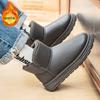 Zapatos de Invierno de Cuero Slip-on de Algodón para Hombre Botas de Nieve Cálidas y Gruesas con Forro Polar Zapatos Deportivos al Aire Libre Tipo Pan Tallas Grandes
