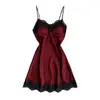 Camisola Sexy Feminina Nova Moda Europeia e Americana com Renda, Roupa de Dormir Bodycon Curta Ajustada na Cintura