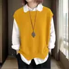 Chaleco Tejido Retro para Mujer 2026 Primavera y Otoño Nuevo Estilo Color Sólido Holgado Cuello Redondo Chaleco de Punto Asimétrico Ropa de Abrigo