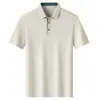 Camiseta de Manga Corta para Hombre 2026 Verano Color Sólido Casual de Negocios Cuello Campana Algodón Mercezado Camiseta de Manga Corta para Hombre para Hombres
