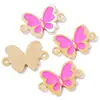 Goteo de Aceite Doble Colgante Mariposa Aleación DIY Accesorios para Joyería Pulsera Multicolores con Goteo de Aceite Colgante W238