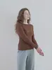 Capa base de cachemir de Cachemira con cuello redondo 11289, nuevo top suave de una sola pieza otoño/invierno