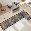 Alfombrilla de Cocina Retro Estilo Americano, Absorbente de Agua y Aceite, Antideslizante, Resistente a la Suciedad, Alfombrilla para Pies de Diatomeas para el Hogar, Alfombrilla Larga