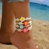 Novo Tornozeleira de Argila Macia Gradiente Frangipani Primavera e Verão Tornozeleira de Corda Torcida Tecida à Mão Tartaruga Retrô Turquesa