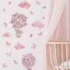 Fx7579 Urso de Desenho Animado Flor Borboleta Nuvem Rosa Quarto Infantil Jardim de Infância Decoração de Parede Adesivo de Parede Decorativo