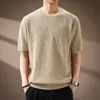 Camisa de malha de manga curta com textura de bolhas 3D para homens, novo estilo de verão 2026, camiseta solta de manga curta com gola redonda para homens