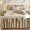 Princesa Colcha Saia de Cama Renda de Peça Única Estilo Europeu 1,5 m1,8x2,0 m 2,2 Capa de Cama Antiderrapante Capa Protetora
