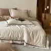 Clase A Estilo Minimalista Moderno Lujo Ligero Todo Algodón Sensación de Aire Algodón Puro Funda Nórdica Sábana Ropa de Cama Juego de Cuatro Piezas Jacquard de Alta Gama Ropa de Cama