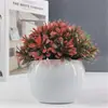 Flores Artificiales Falsas Muebles para el Hogar Adornos de Mesa Balcón Flores de Plástico Planta Verde Falsa Adornos de Plantas en Maceta Mini Decoraciones Bonsái