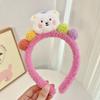 Faixa de cabeça de pelúcia de urso fofo outono e inverno Nova bola colorida de lã de cordeiro não machuca o cabelo Lavagem facial Maquiagem Fixação de cabelo Faixa de cabeça de menina
