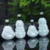 Jade Natural Guanyin Buda Sorridente Pingente de Jade Pequeno Pingente de Buda de Jade para Crianças Pedra Bruta Birmanesa Grau A Esculpido Esculpido à Mão