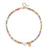 Amazon Nicho Youda Colgante de Corazón de 26 Letras Collar de Piedra Natural Dopamina Cadena de Clavícula Colorida con Cuentas