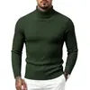 Suéter de punto grueso con cuello alto para hombre de otoño e invierno, camiseta base de punto elástica ajustada, jersey de moda multicolor para hombres jóvenes