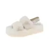 Pantuflas peludas de moda para mujer para otoño e invierno 2026 nuevo modelo, populares en línea moda pantuflas de algodón felpa con suela gruesa