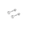 Pendientes S999 de Plata Pura, Sencillos y Elegantes, Estilo Nicho con Cuentas Redondas, Cierre de Rosca, Amigables con el Oído, Adecuados para Dormir Sin Quitar