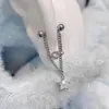Isla de Luz Estelar Cadena de Hueso de Oreja Pentagrama Aretes de Titanio Aretes de Hueso de Oreja Aretes de Cadena de Oreja Aretes con Borla 2025 Nuevo Estilo