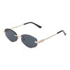 Gafas de sol con montura ovalada para mujer, lentes de sol de verano con estrellas, estilo Hong Kong, protector solar, espejo de cara grande que muestra una cara redonda pequeña.