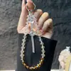 Pendente de Franja de Liga de Flor Tridimensional Corrente de Telefone com Contas em Forma de Roda Gradiente Transparente de Verão Corrente Curta Pendurada Feita à Mão