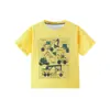 Ropa Infantil Transfronteriza 26ª Camiseta Infantil Primavera/Verano Dibujos Animados Casual Cuadros Estampado de Coche Cuello Redondo Camiseta Básica para Niños