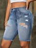 Primavera e verão de 2024 Europa e Estados Unidos transfronteiriços jeans Amazon novos rasgados slim-fit elástico lavados shorts jeans femininos