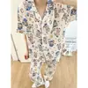 Pijama de Algodón Nube para Mujer, Verano Lindo Conejo de Dibujos Animados Manga Corta Pantalón Largo, Talla Grande Holgado Conjunto de Hogar de Verano
