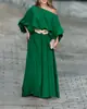 Conjunto de Verano 2026 Transfronterizo Europeo y Americano para Mujer, Nuevo, Hombros Descubiertos, Manga Larga, Color Sólido, Holgado, Casual, Pantalones de Pierna Ancha, Ropa para Mujer