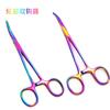 Color acero inoxidable titanio codo gancho pinzas para sacar anzuelos torniquete Luya pinzas de punta curva pinzas para sacar anzuelos equipo de pesca accesorios para pesca de roca