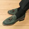 Zapatos Casuales de Cuero Gamuzado para Hombre de Primavera y Otoño, Zapatos de Moda Slip-On Estilo Británico, Versión Coreana para Jóvenes Estilistas
