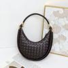 Bolsa Meia Lua Tecida Bolsa Hobo de Ombro Nova 2025 Versátil Bolsa de Ombro Grande Bolsa Transversal Feminina