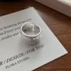 Anillo de plata esterlina S925 con diseño de nicho de estilo coreano, con textura de cara ancha, estilo industrial pesado, anillo de textura de moda de estilo coreano