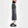 Jeans Cropped de Pierna Ancha para Mujer, Estilo Verano, Lavado Retro, Pantalones Rectos Desgastados, Cintura Semi-Elástica, Shorts Casuales Sueltos